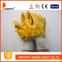 Gants de travail de coton enduisant jaune Nitrile Dcn403